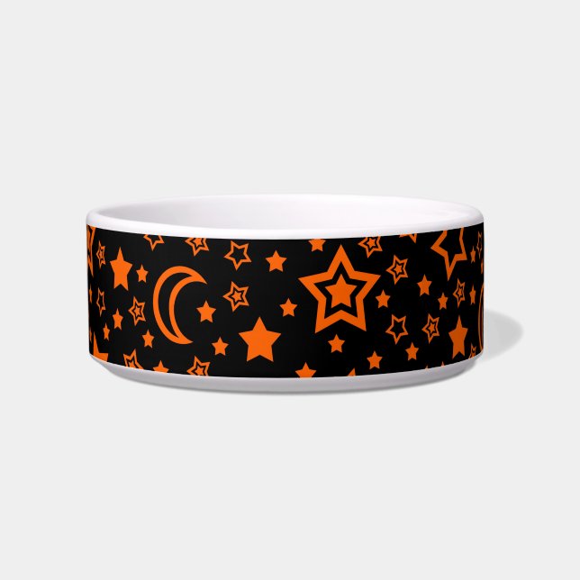Halloween Moon & Stars (Small Dog) Bowl (Front)