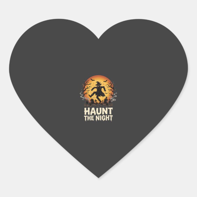 Halloween Moon Trickster Night Heart Sticker (Front)