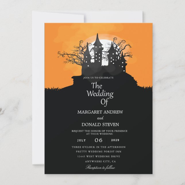Halloween moon wedding invitations (Front)