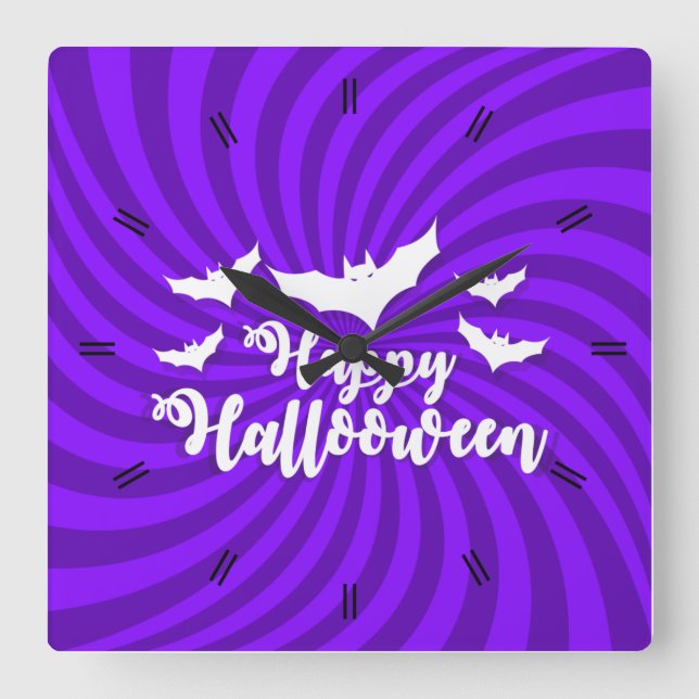 Halloween Moonlight Haunted House Square Wall Cloc Clock (Front)