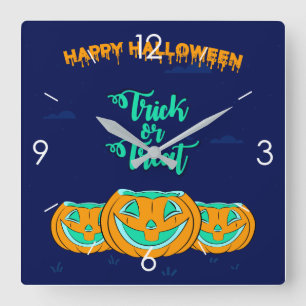 Halloween Moonlight Haunted House Square Wall Cloc Clock