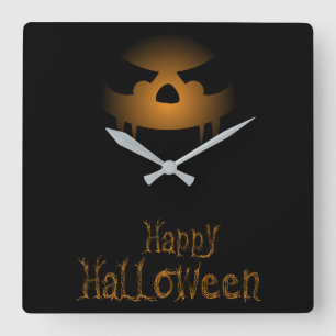 Halloween Moonlight Haunted House Square Wall Cloc Clock