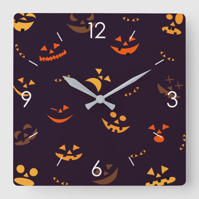 Halloween Moonlight Haunted House Square Wall Cloc Clock (Front)
