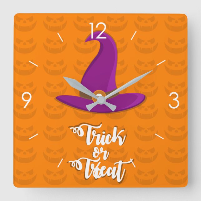 Halloween Moonlight Haunted House Square Wall Cloc Clock (Front)