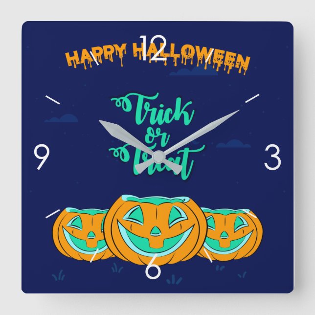 Halloween Moonlight Haunted House Square Wall Cloc Square Wall Clock (Front)