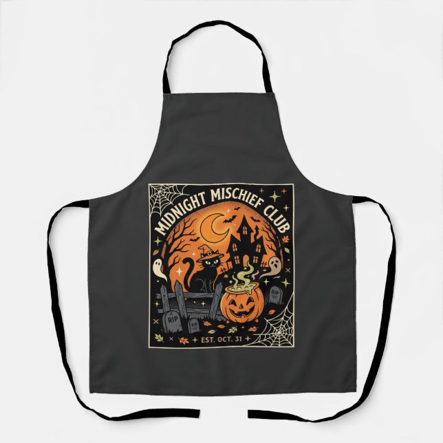 Halloween Moonlit Cat Haunt_2 Apron (Front)