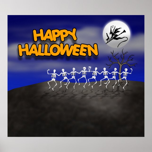 Halloween Moonlit Party Scene Poster (Front)