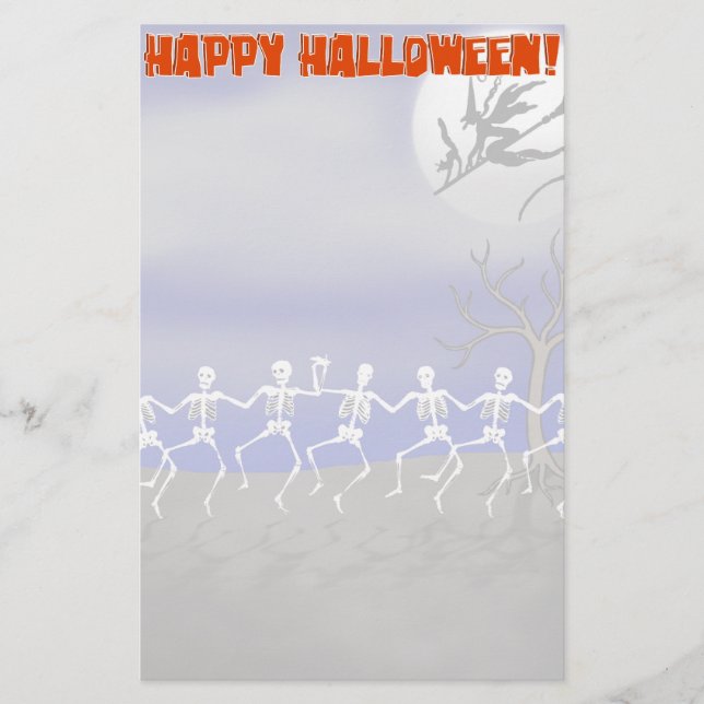 Halloween Moonlit Party Scene Stationery (Front)
