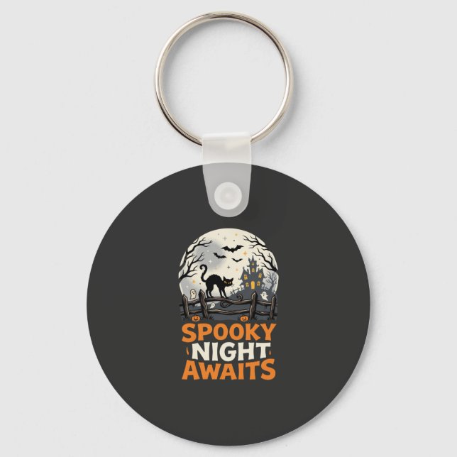 Halloween Moonlit Spooky Night Key Ring (Front)