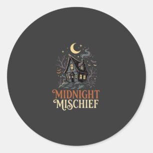 Halloween Moonlit Witch Cottage Classic Round Sticker