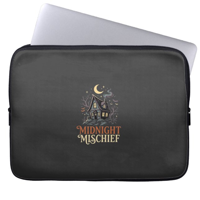 Halloween Moonlit Witch Cottage Laptop Sleeve (Front)