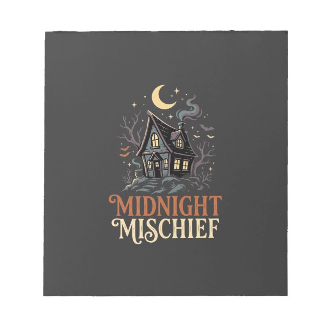 Halloween Moonlit Witch Cottage Notepad (Front)