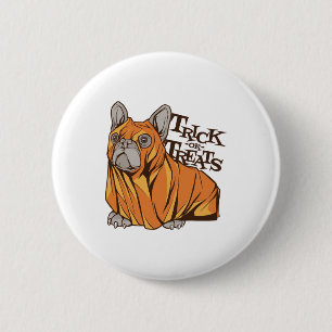 Halloween mops 6 cm round badge