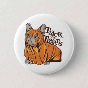 Halloween mops 6 cm round badge