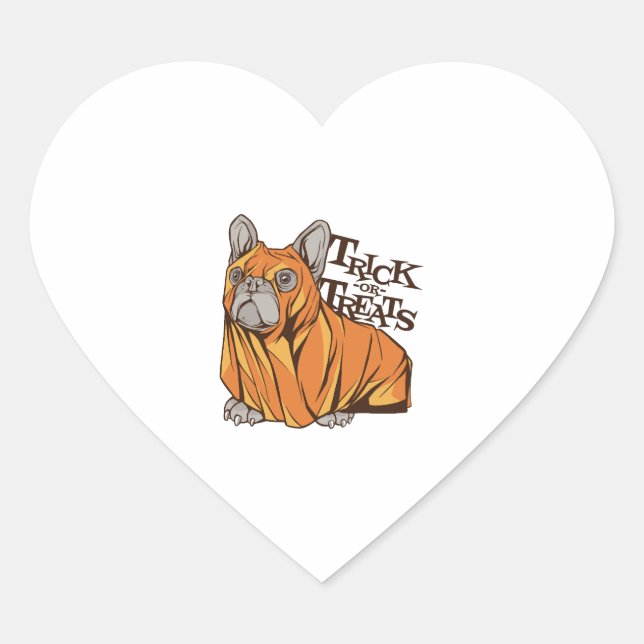 Halloween mops heart sticker (Front)