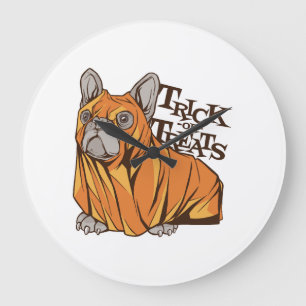 Halloween mops large clock