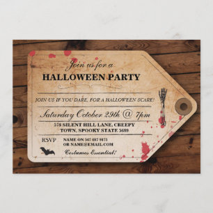 Halloween Morgue Toe Tag Ticket Fun Party Invite