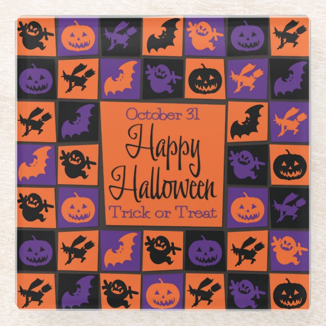 Halloween mosaic glass coaster (Front)