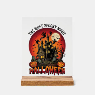 Halloween Most Spooky Night Haunted House Ghosts P Acrylic Sign