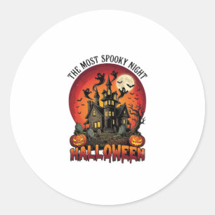 Halloween Most Spooky Night Haunted House Ghosts P Classic Round Sticker