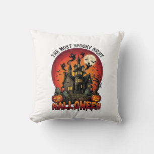 Halloween Most Spooky Night Haunted House Ghosts P Cushion