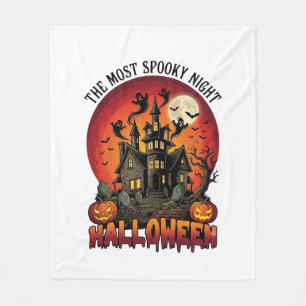 Halloween Most Spooky Night Haunted House Ghosts P Fleece Blanket