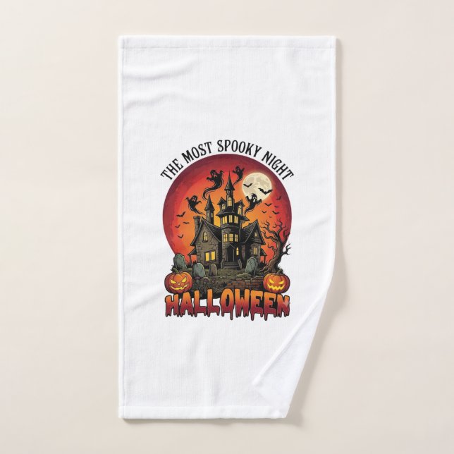 Halloween Most Spooky Night Haunted House Ghosts P Hand Towel (Hand Towel)