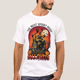 Halloween Most Spooky Night Haunted House Ghosts P T-Shirt