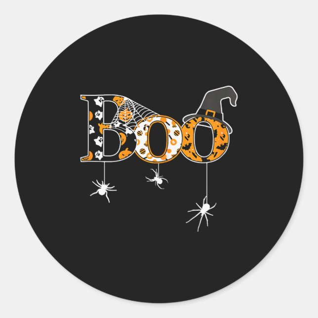 Halloween Motif - Boo  Classic Round Sticker (Front)