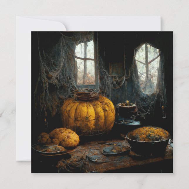 Halloween motif with Kürbis grusy house. (Front)