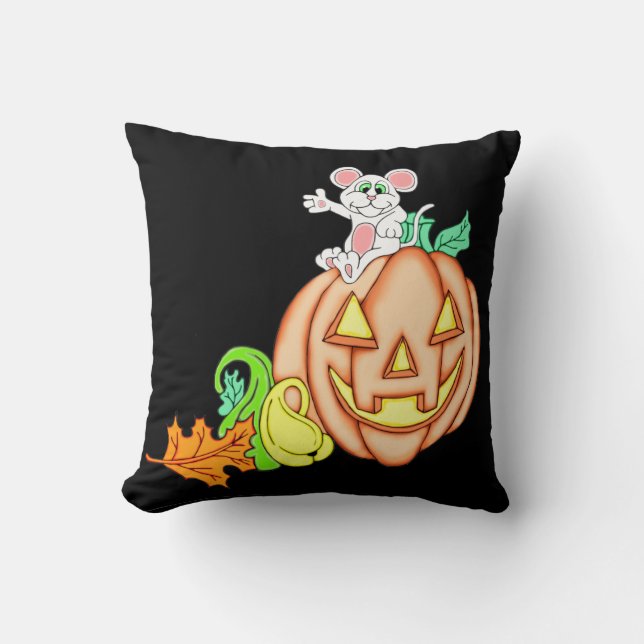 Halloween Mouse And Pumpkin Cushion (Front)