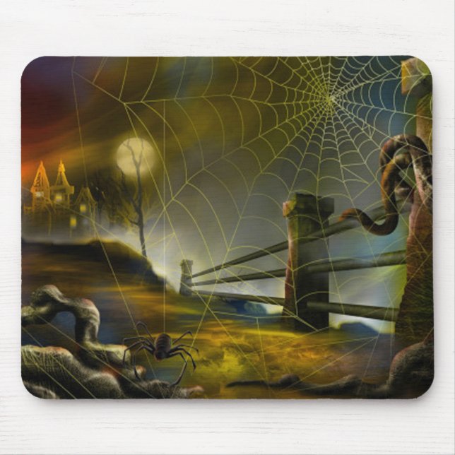 Halloween Mouse pad/Haunted Scene Mat (Front)