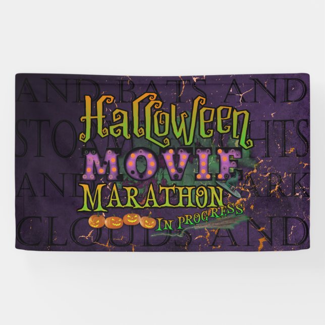 Halloween Movie Marathon In Progress Marquee Banner (Horizontal)