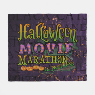 Halloween Movie Marathon In Progress Marquee Fleece Blanket