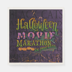 Halloween Movie Marathon In Progress Marquee Napkin