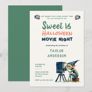 Halloween Movie Night Gremlin Hallowen Sweet 16 Invitation