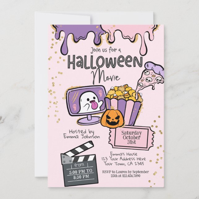 Halloween Movie Night Invitation (Front)