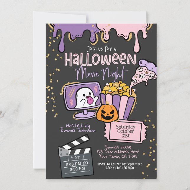 Halloween Movie Night Invitation (Front)