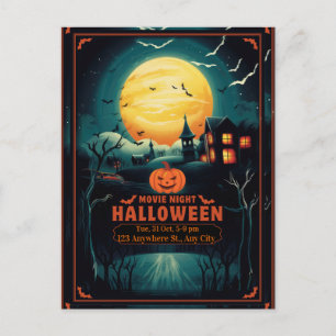Halloween Movie Night Poster Holiday Postcard