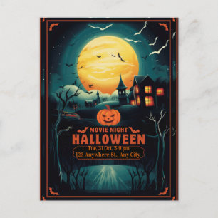 Halloween Movie Night Poster Holiday Postcard
