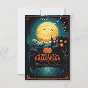 Halloween Movie Night Poster RSVP Card