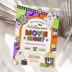 Halloween Movie Night Scary Backyard Birthday Invitation