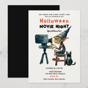 Halloween Movie Night Spooktacular Gremlin Cat Invitation