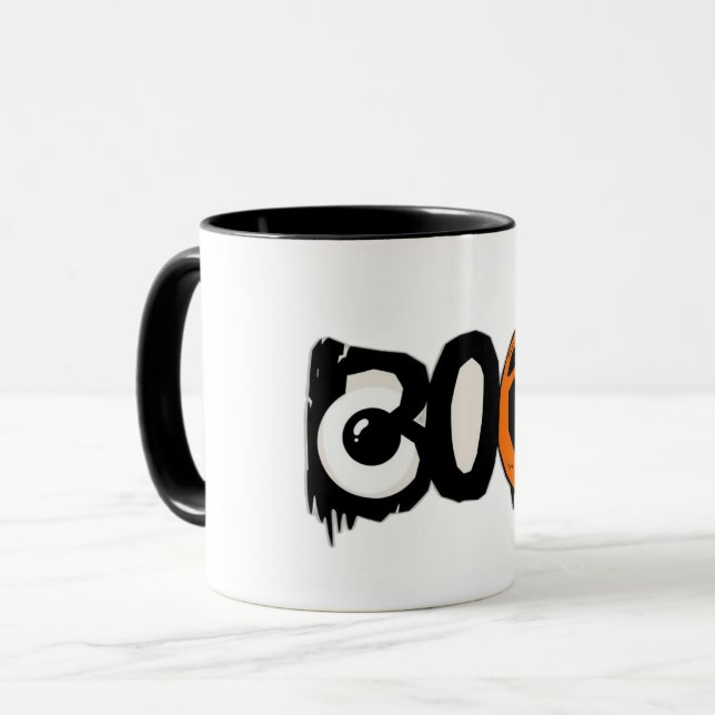 Halloween Mug – Creepy Cute Pumpkin & Eye Ghost  (Front Left)