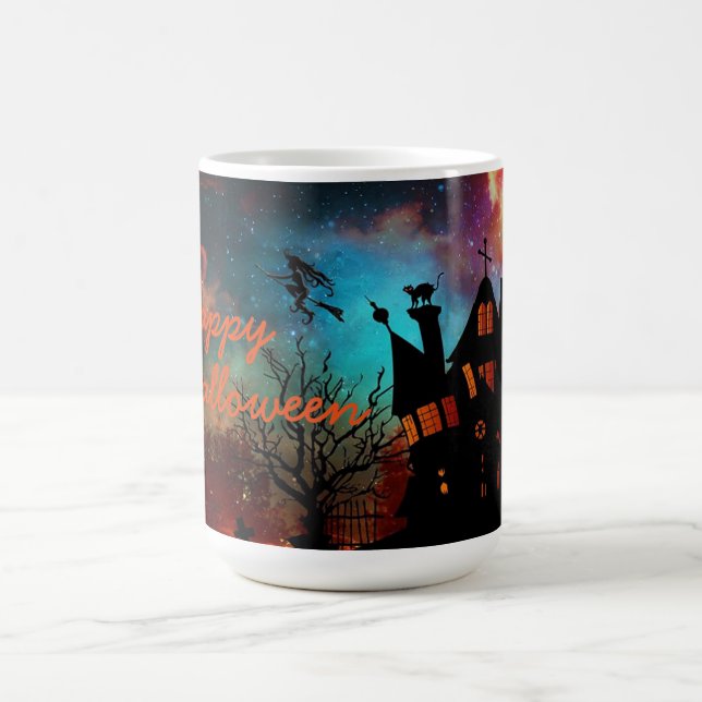 Halloween Mug/Haunted House with Flying Witch Coffee Mug (Center)