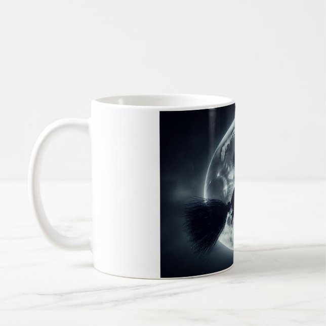 Halloween mug Witch riding broomstick by moonlight (Left)