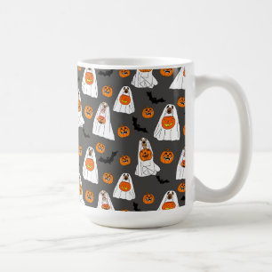 Halloween Mug with Dog Ghosts Pumpkins and Bats