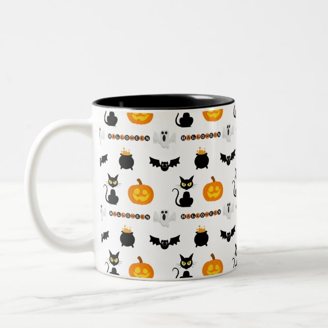 Halloween mugs with a cat theme (Left)