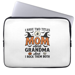Halloween Mum Grandma Vintage Witch Shirt Design_1 Laptop Sleeve
