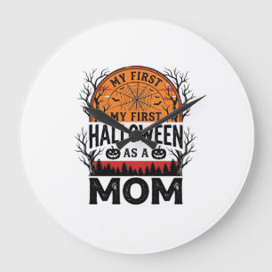 Halloween Mum My First Spooky Vintage_1 Large Clock